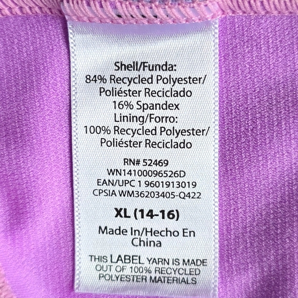 Girls Mermaid Shimmer Pastel Colors One-Piece Swimsuit Crisscross Back 14/16 - Picture 13 of 16